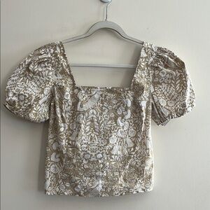 Chelsea & Theodore Puff Sleeve Smocked Top Mermaid Nautical Cottage Coastal NWT